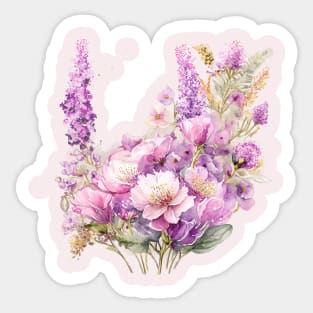 Beautiful Purple and Pink Wildflowers meadow, Lavender Flowers Violet Wildflowers garden Sticker